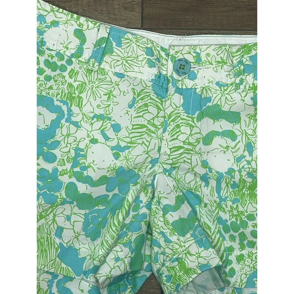 Lilly Pulitzer Women' s The Callahan‎ Blue and Green  Print Shorts SZ 0